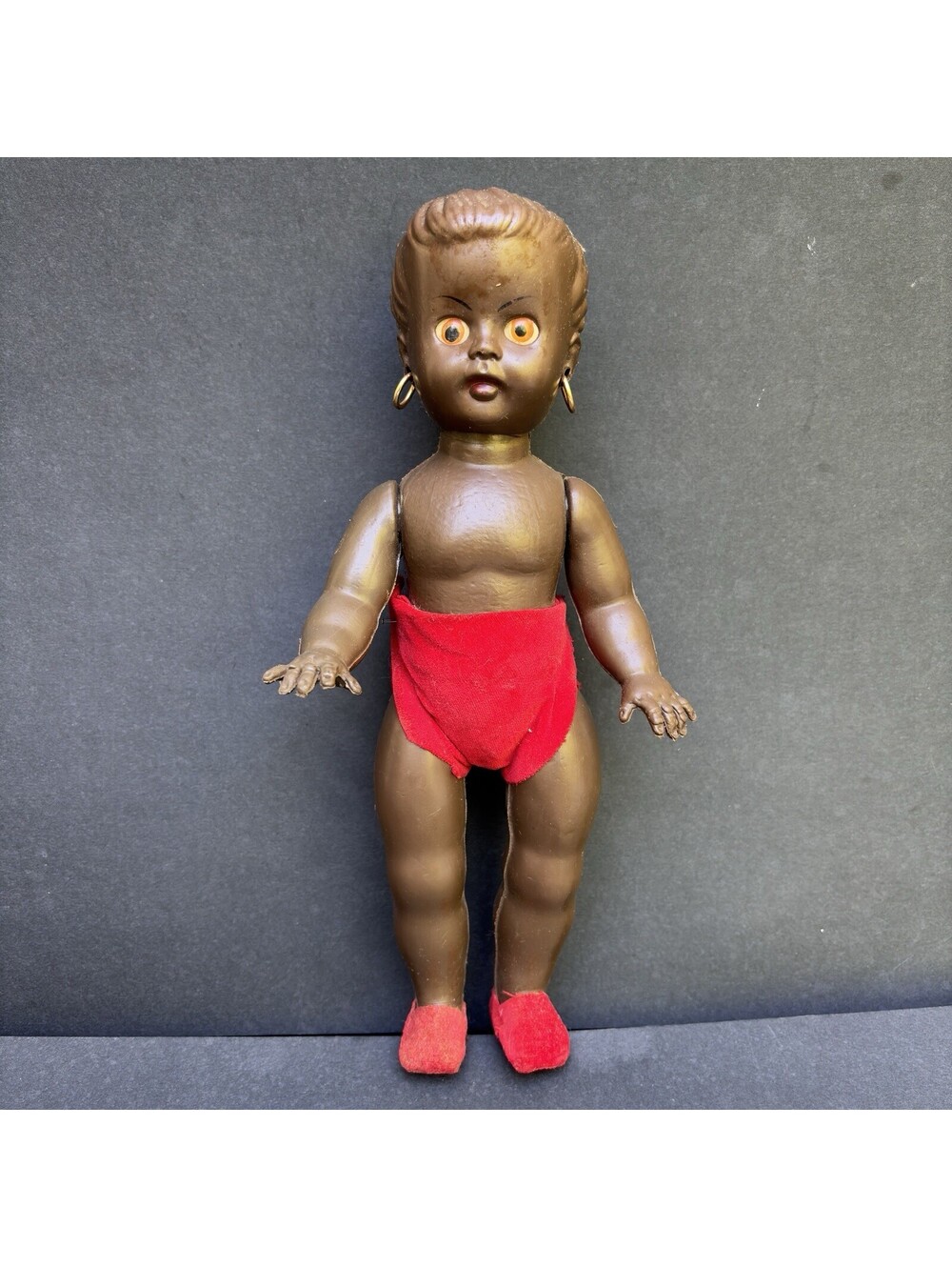Vintage African American Plastic Girl Doll 11.5” VIDEO Noise Maker doesn't work